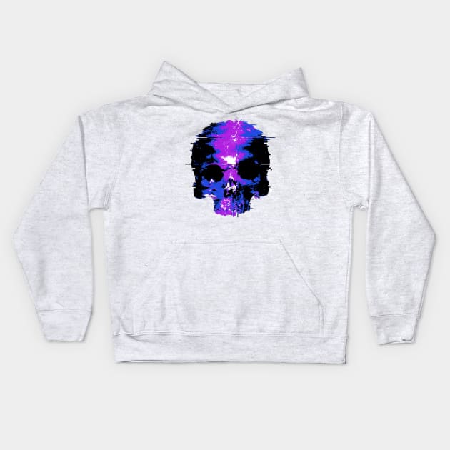 Skull Glitch (Purple) Kids Hoodie by ControllerGeek